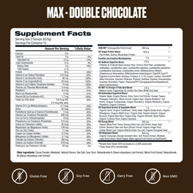 VitaHustle ONE Max nutrition panel with vitamins and minerals for daily wellness.