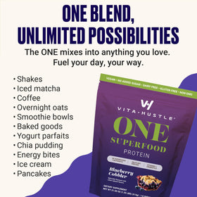 VitaHustle ONE serving idea with berry garnish for a tasty treat