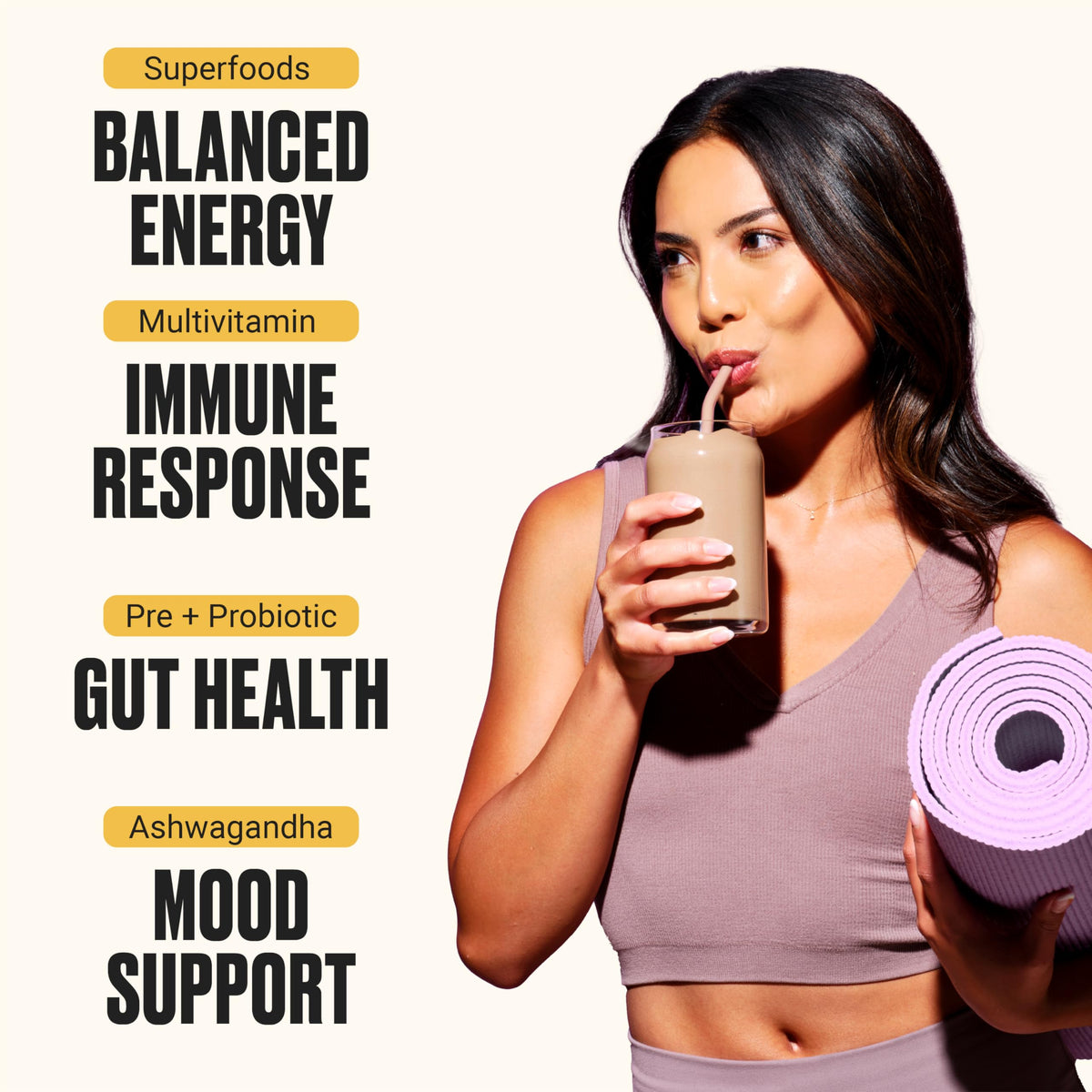 VitaHustle ONE shaker with powder for smooth, creamy shakes