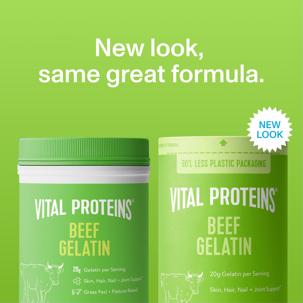 Vital Proteins Beef Gelatin Powder scoop with powder ready for recipes and gelatin-based treats.