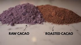 Vital Purple glass-mixer demonstrates quick incorporation into beverages.