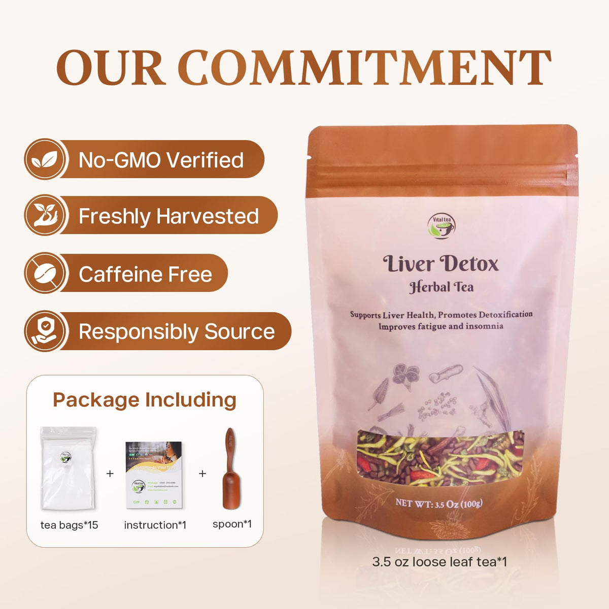 Vital Tea spoon and tea bags set for easy, mess-free brewing