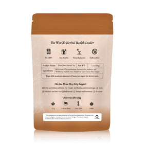 Vital Tea pack front emphasizes Non-GMO and caffeine-free formulation for any time.