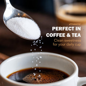 Vitamatic Xylitol Powder added to tea shows low calorie sweetness