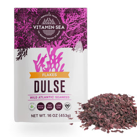 VITAMINSEA dulse dried seaweed flakes in a bag, mineral-rich for versatile cooking.