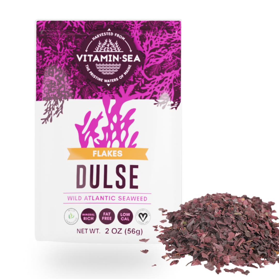 VITAMINSEA dulse dried seaweed flakes add savory flavor to dishes.