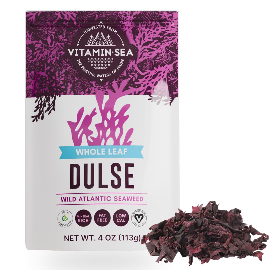 Vitamin Sea dulse whole leaf in bag, a nutrient-dense seaweed snack option with iodine