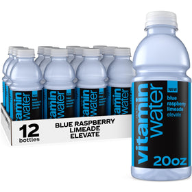 Vitaminwater Elevate blue raspberry limeade bottle delivers refreshing flavor and hydration.