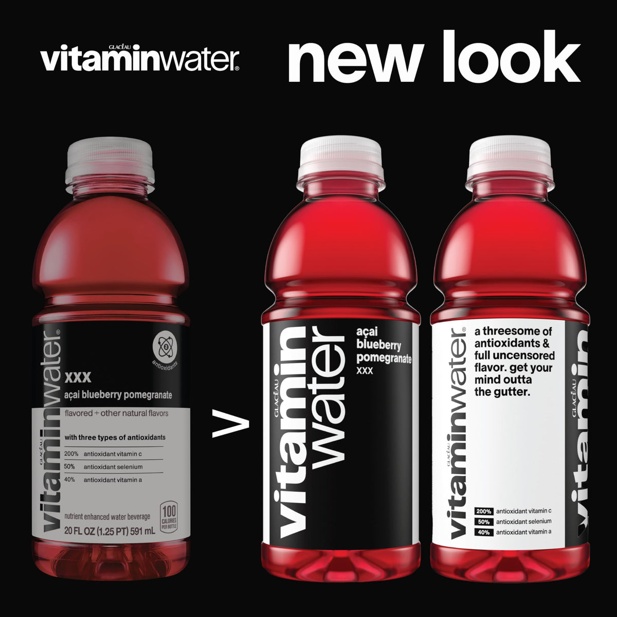 Vitaminwater Elevate blue raspberry limeade being poured evokes a bold, thirst-quenching moment.