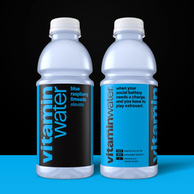 Vitaminwater Elevate nutrition facts label highlights essential vitamins and minerals.
