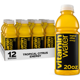 Vitaminwater Energy Tropical Citrus bottle front for on-the-go hydration.