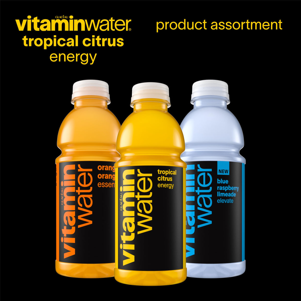Vitaminwater Energy Tropical Citrus pack of 12 bottles for family hydration.