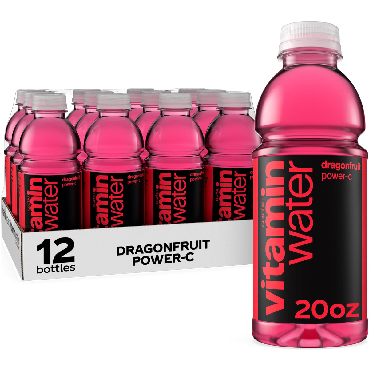 vitaminwater Power-C Dragonfruit bottle front view highlighting bold flavor and immune-support nutrients