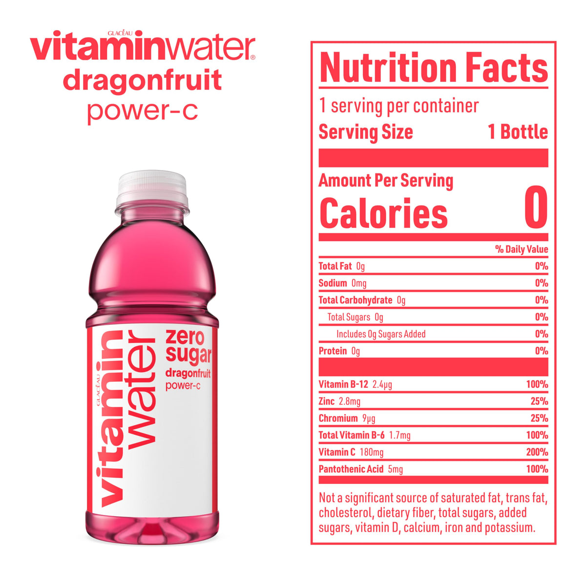 Vitaminwater Power-C Dragonfruit bottle in cooler suggests grab-and-go.