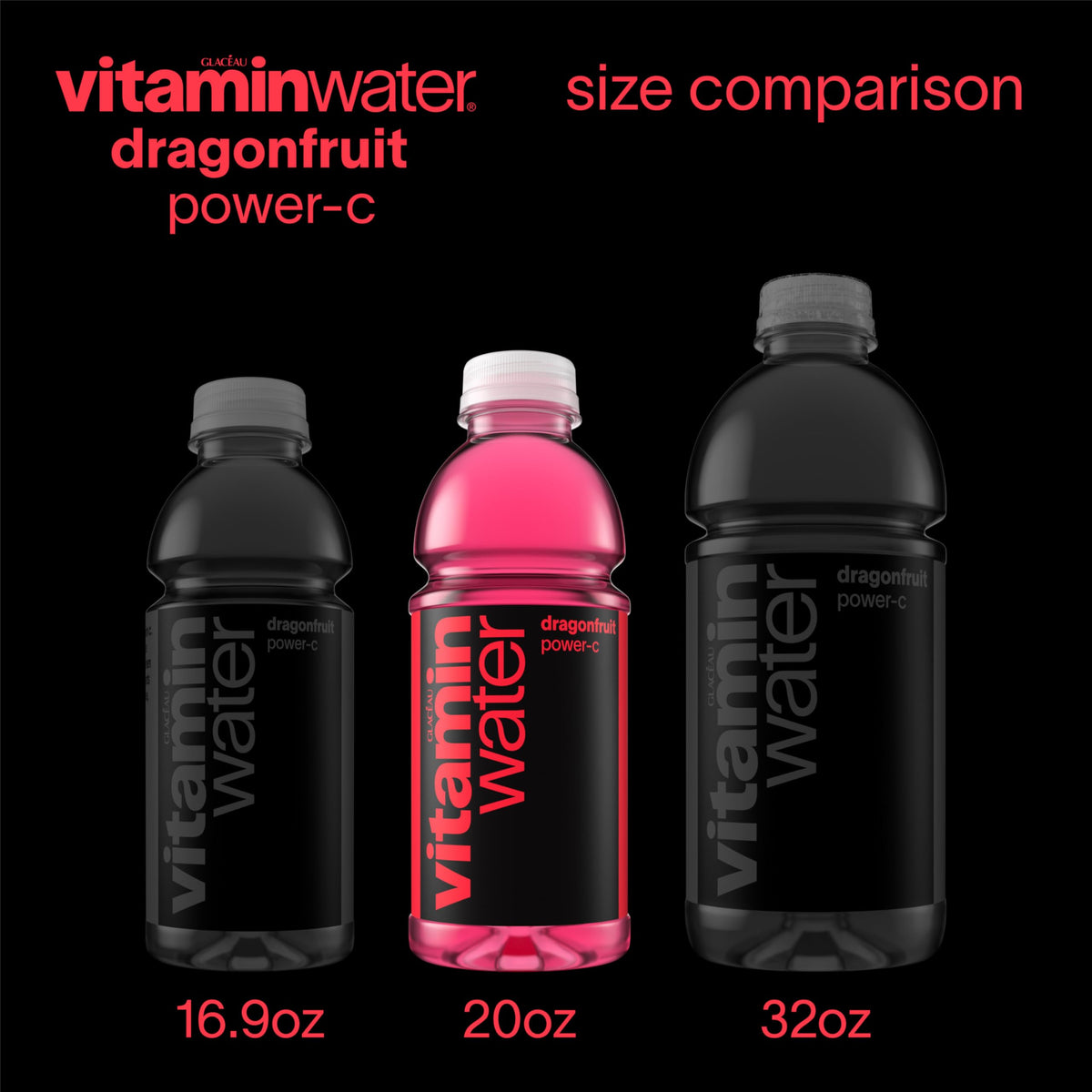 vitaminwater Power-C Dragonfruit bottle on ice ready for a quick hydration break