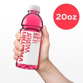Vitaminwater Power-C Dragonfruit glass with ice emphasizes cool flavor.