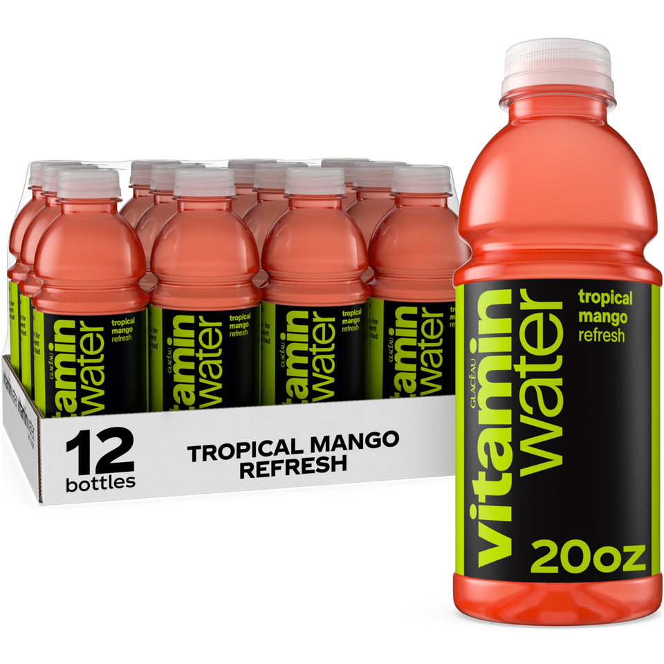 vitaminwater Refresh Tropical Mango bottle for on-the-go hydration.