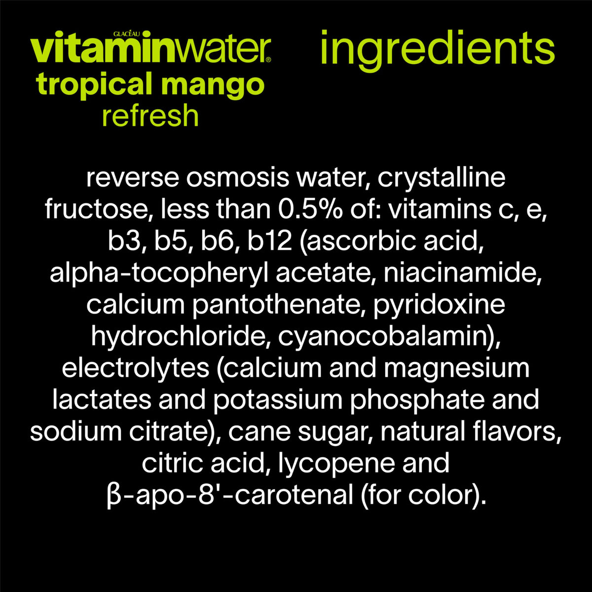 vitaminwater Refresh Tropical Mango travel-friendly bottle for commutes.