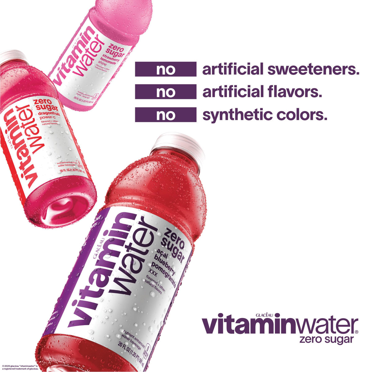 Vitaminwater Shine being poured to reveal strawberry lemonade flavor