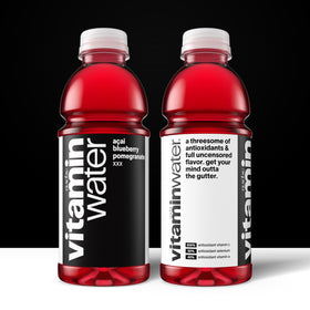 Vitaminwater XXX bottle label highlighting antioxidant and vitamin details for quick nutrient awareness