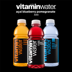 Vitaminwater XXX stacked bottles illustrating shareable to-go hydration for the day