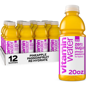 Vitaminwater Zero Sugar Pineapple Passionfruit bottle front shows crisp hydration