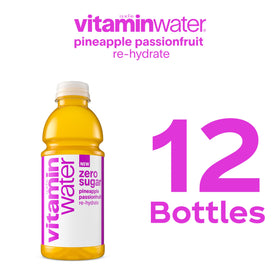 Vitaminwater bottle on shelf signals convenient hydration on busy days