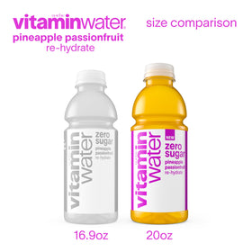 Sliced pineapple and passionfruit accompany Vitaminwater for a tropical flavor vibe