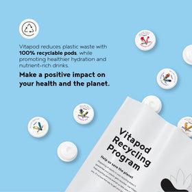 Vitapod Hydra+ Cotton Candy powder-dispense illustrates rapid mixing with zero sugar.