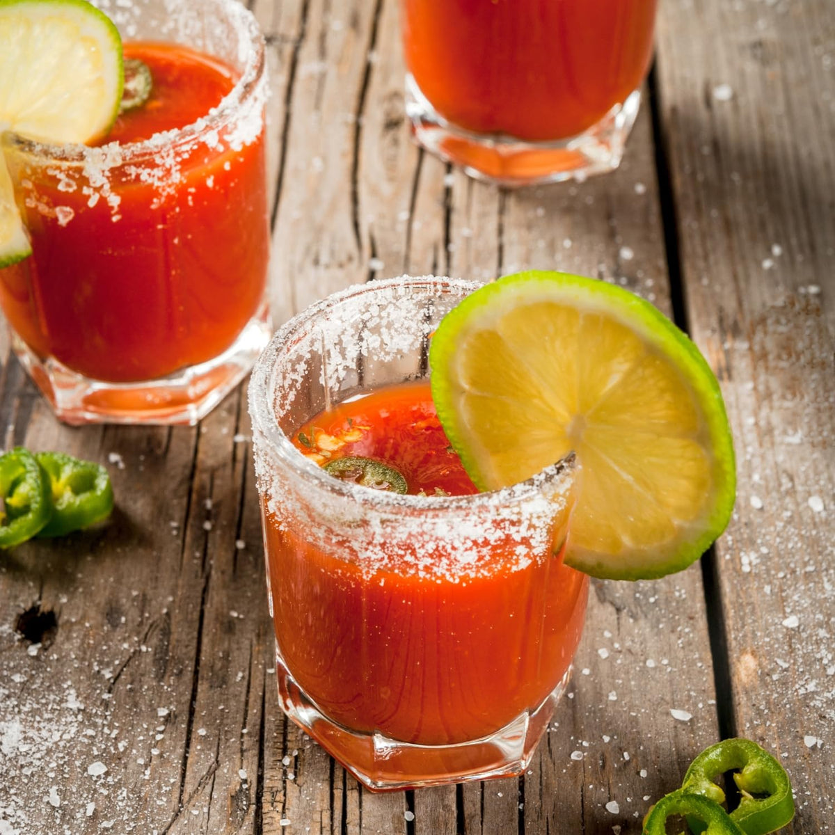 Heritage-inspired Viuda de Sanchez Sangrita on a bar display, celebrating tradition.