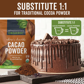 Viva Naturals cacao powder in smoothie for rich flavor
