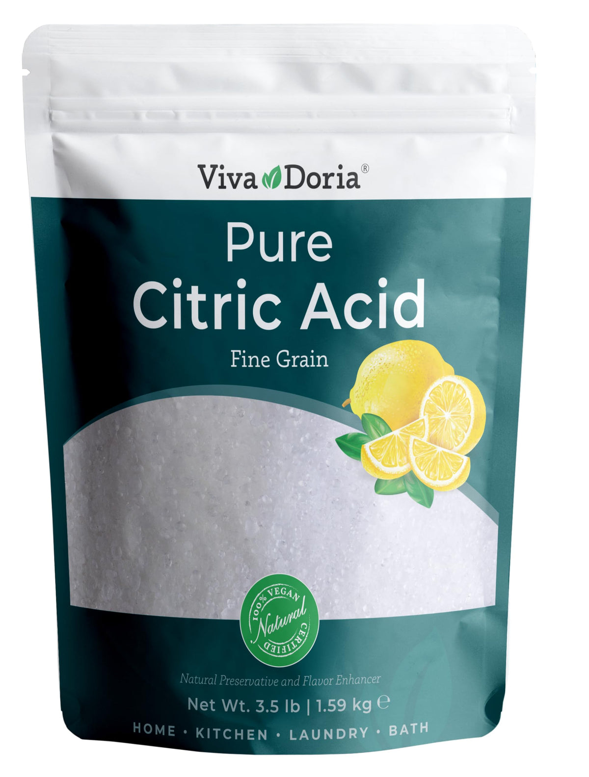 Viva Doria citric acid fine grain powder ready for culinary use and easy dissolution