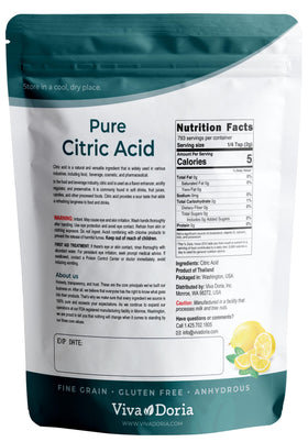 Viva Doria citric acid resealable standup pouch for easy, mess-free storage