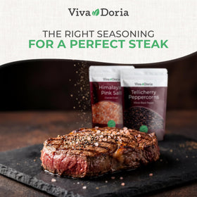 Viva Doria Himalayan pink salt coarse crystals ideal for seasoning.
