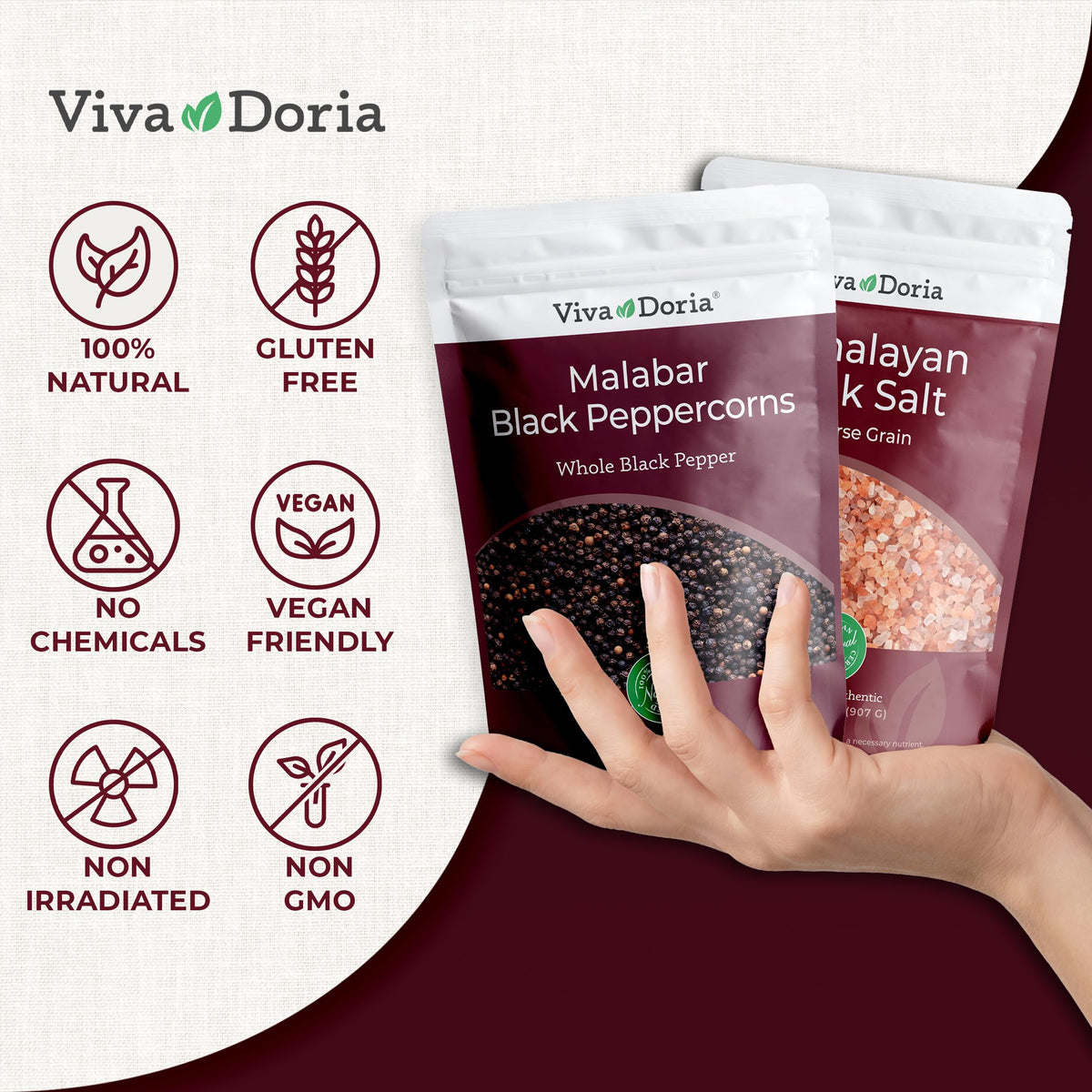 Viva Doria Himalayan pink salt coarse crystals add mineral color to dishes.