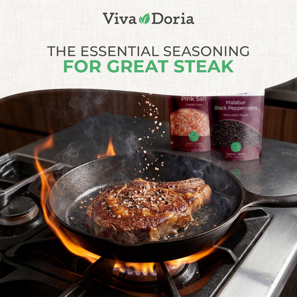 Viva Doria Malabar peppercorns close-up aroma enhances sauces.