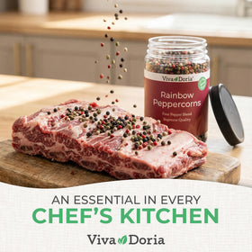 Viva Doria Rainbow Blend origin map linking India, Malaysia, Brazil.
