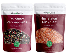 Viva Doria rainbow peppercorns jar closeup for vibrant, fresh seasoning