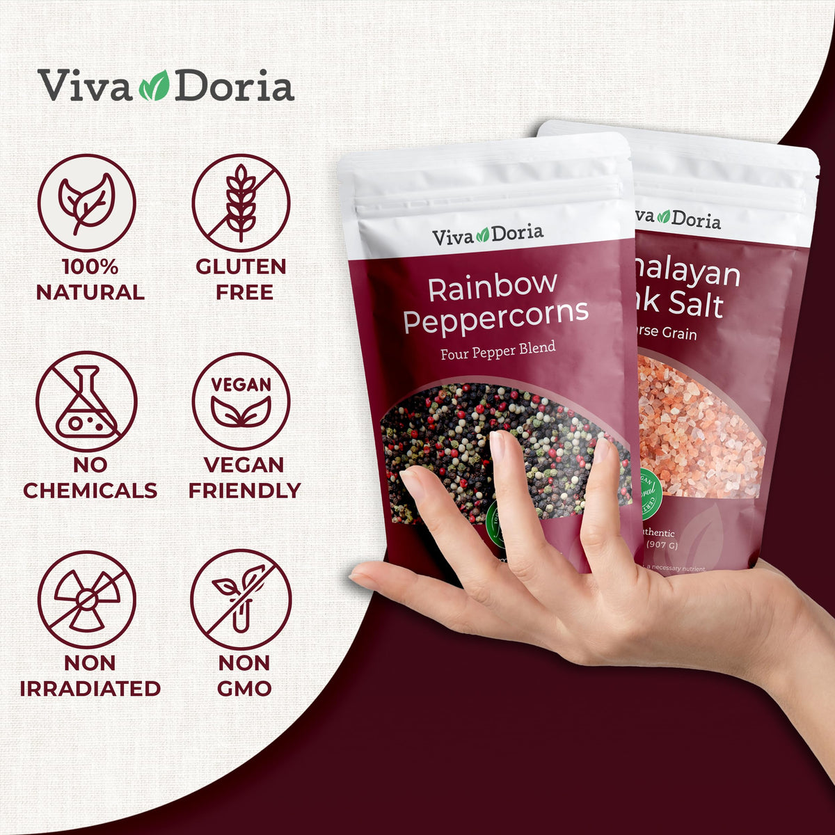 Viva Doria rainbow peppercorns in a bowl ready to season