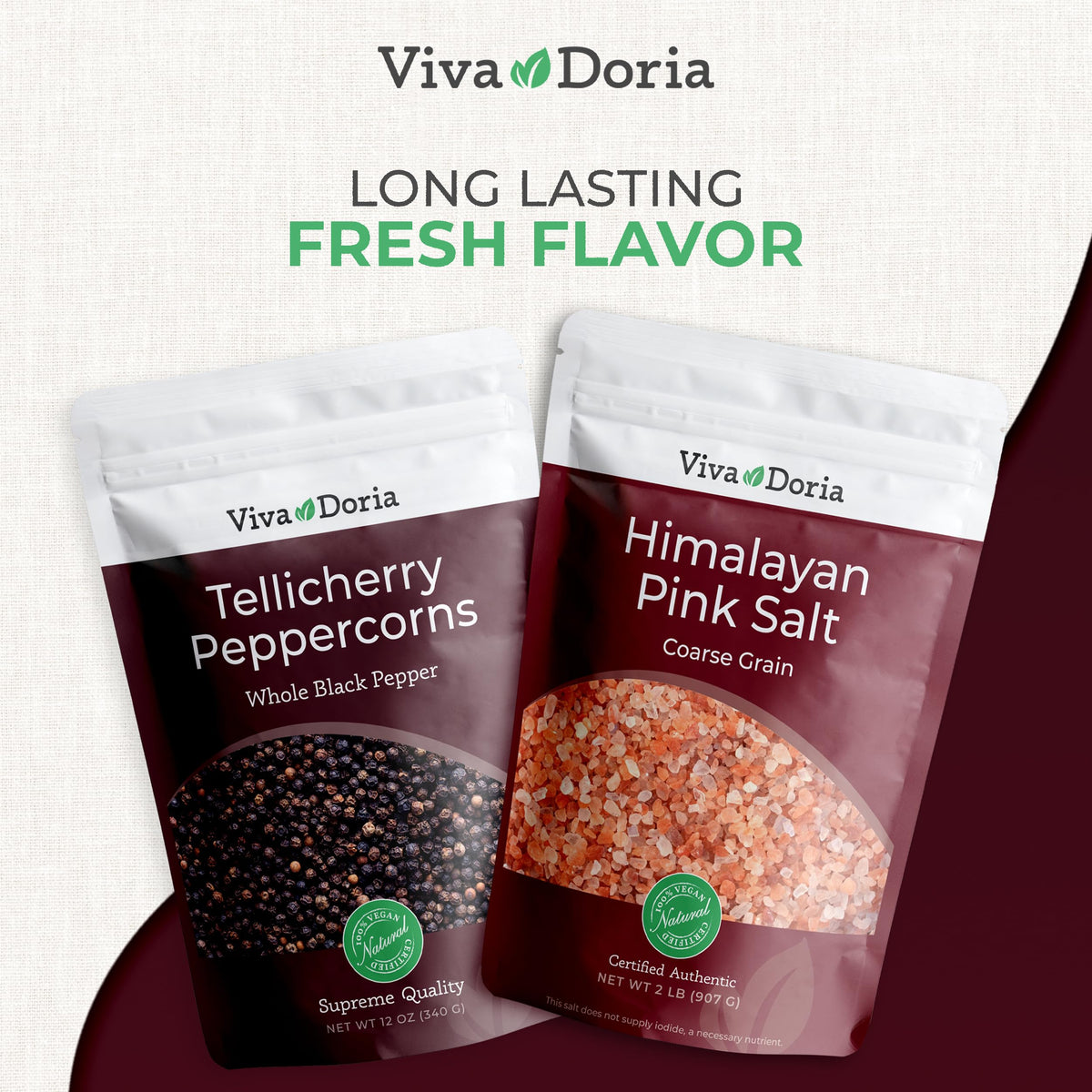 Viva Doria Tellicherry pepper aroma enhances sauces and marinades.