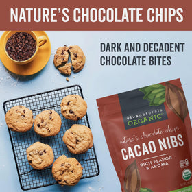 Close-up of lightly roasted Viva Naturals cacao nibs for peak flavor