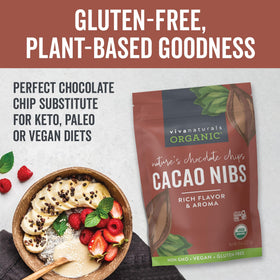 Cacao nibs added to smoothie for extra texture and flavor