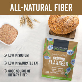Viva Naturals flaxseed powder in a shake for plant-based protein.