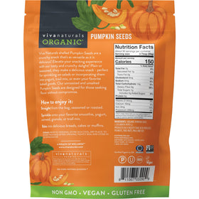 Viva Naturals 2 lb pumpkin seeds packaging, convenient pantry staple.