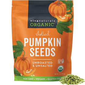 Viva Naturals pumpkin seeds shelled and unroasted, ideal for a protein-rich snack.
