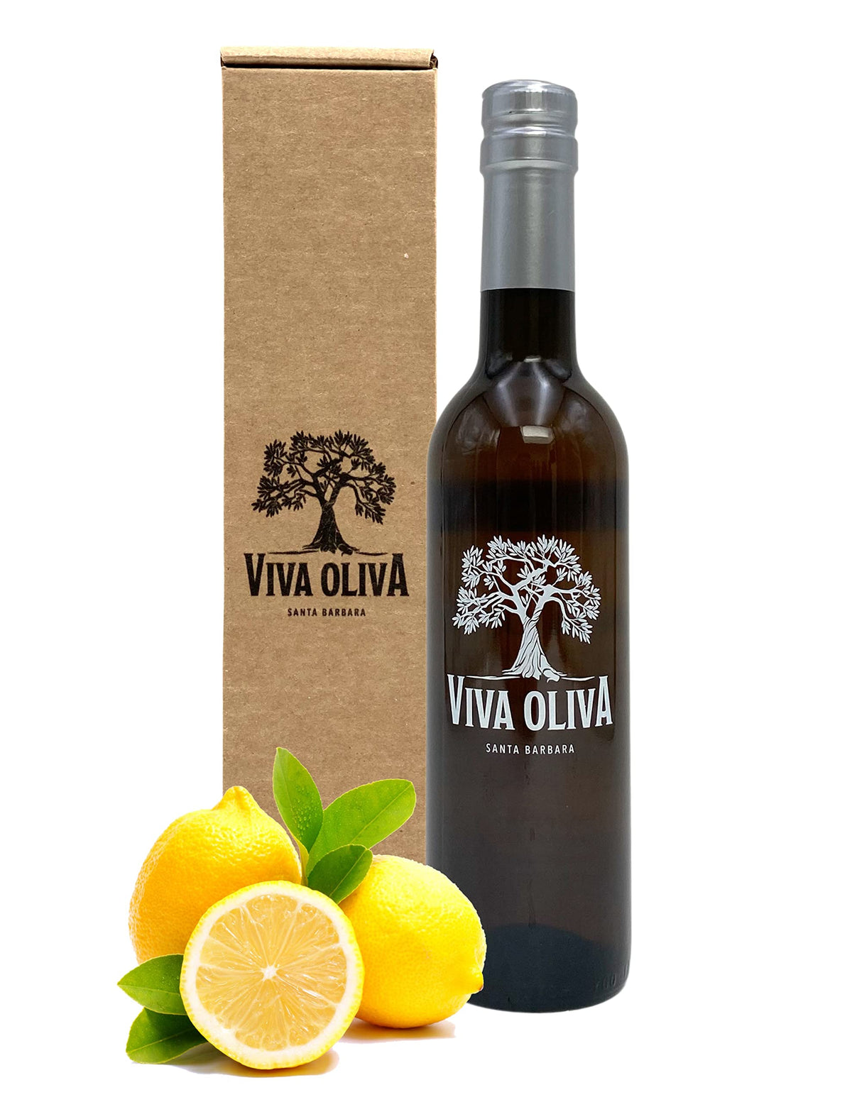 Viva Oliva Sicilian Lemon White Balsamic bottle, bright lemon aroma for dressings.