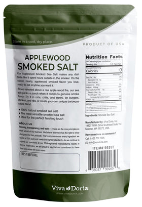 Viva Doria Applewood smoked sea salt crystals reveal delicate smoky notes.