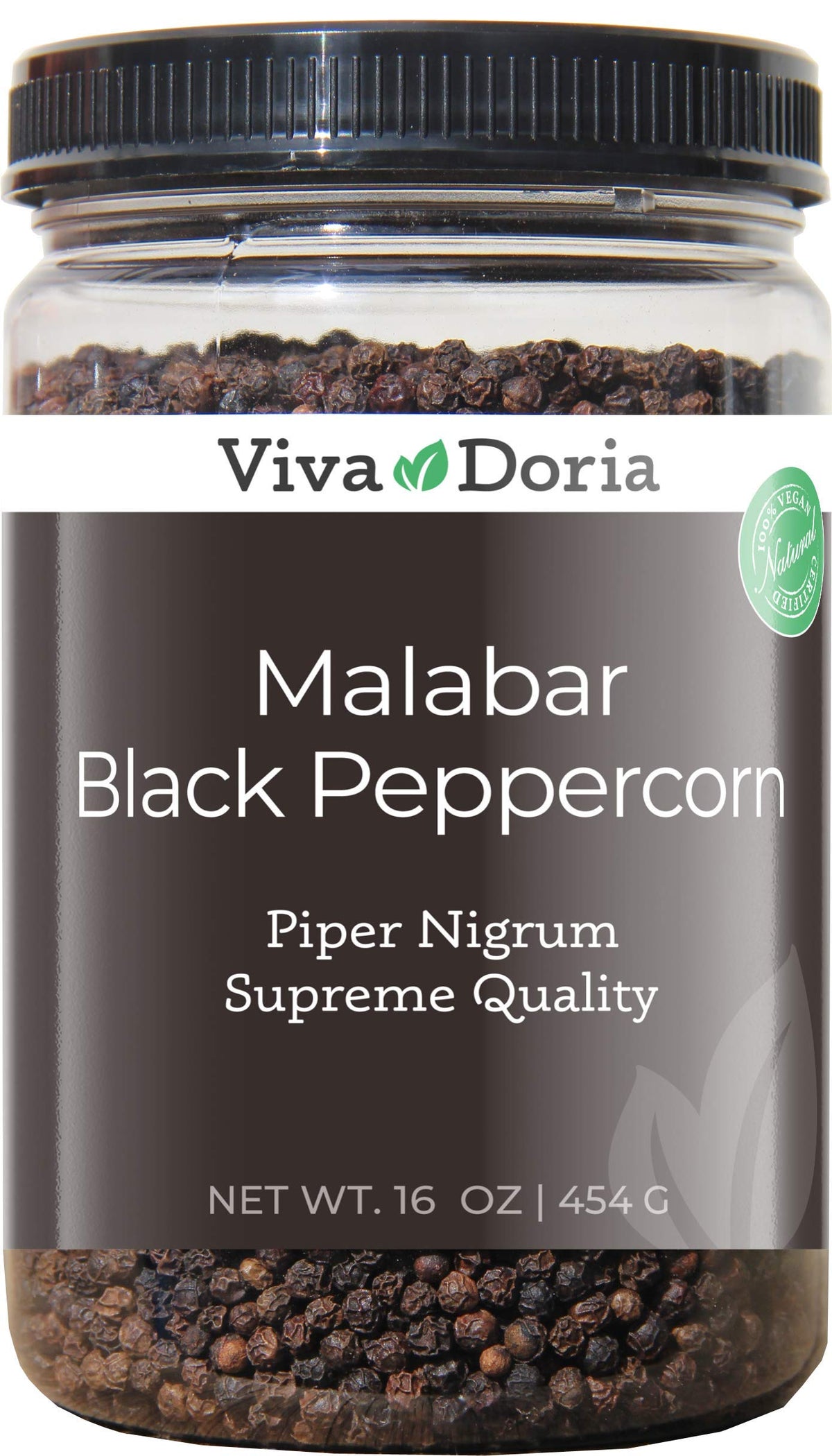 Viva Doria Malabar peppercorns in standup pouch for soups, stews, and marinades