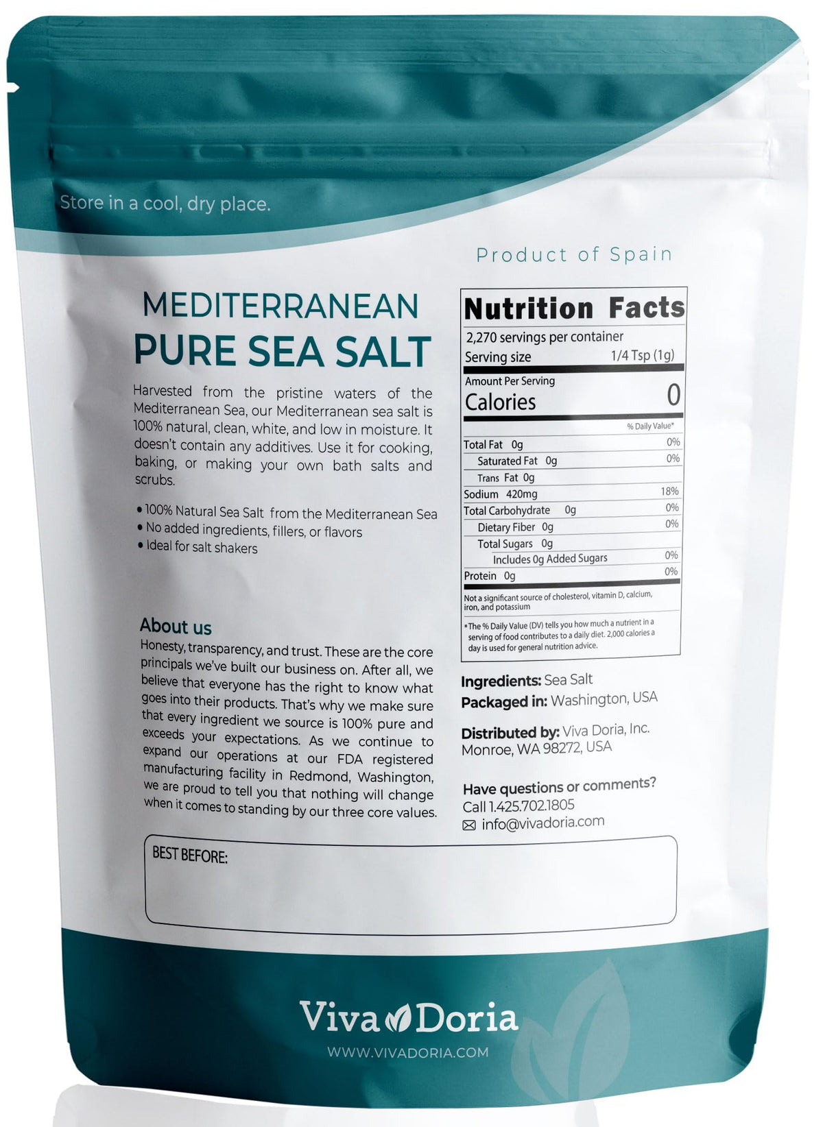 Viva Doria Mediterranean sea salt crystal close-up showing purity and minerals
