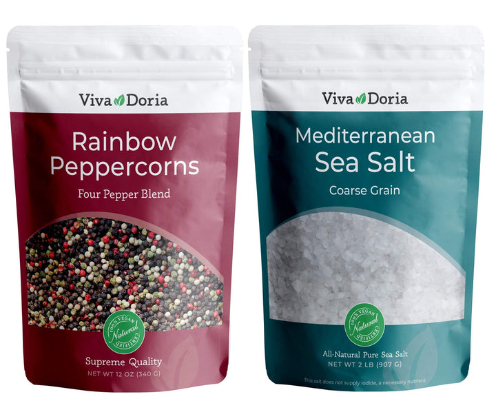 Viva Doria Rainbow Peppercorn Blend bottle for vibrant seasoning boosts